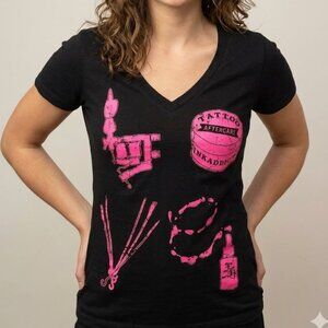 InkAddict Women's Black T-Shirt - Tattoo Inspired Love Tee for Women Size M